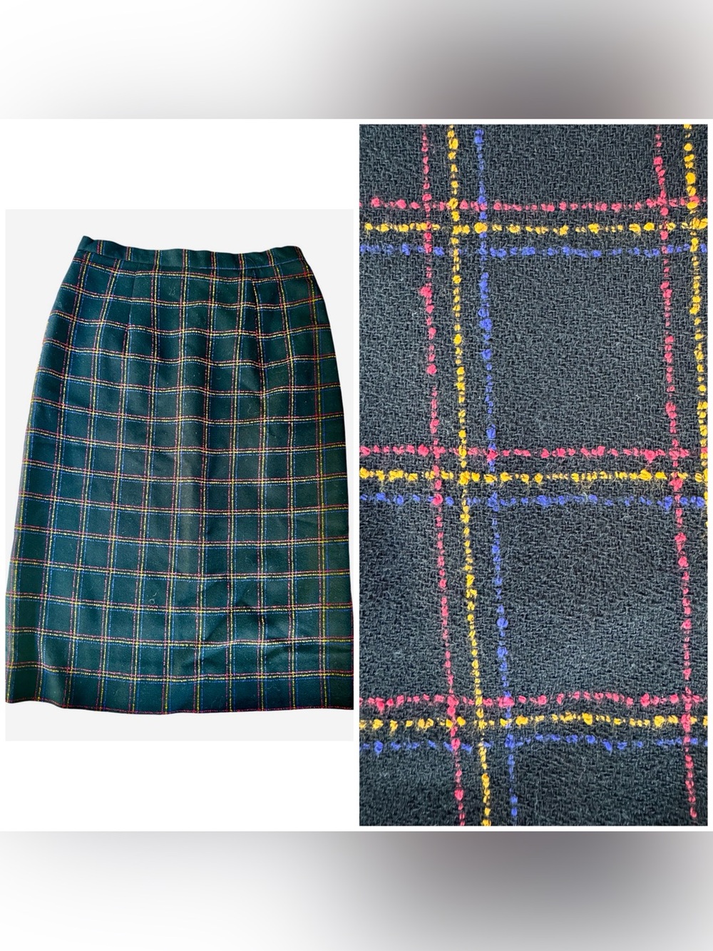 Vintage 69’s handmade plaid pencil skirt small/medium